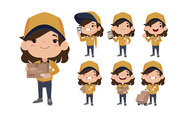Delivery staff with different poses
