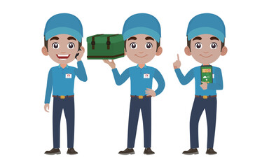 Delivery staff with different poses