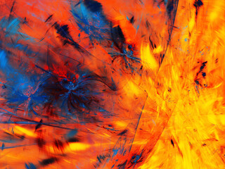 blue and orange abstract fractal background 3d rendering illustration