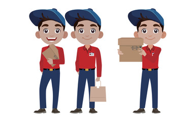 Delivery staff with different poses