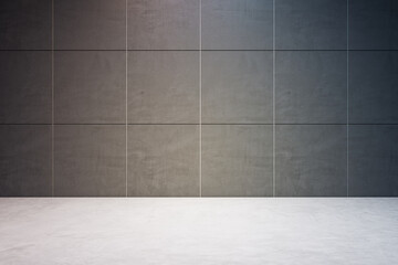 Contemporary concrete tile underground passage with mock up place on wall. 3D Rendering.