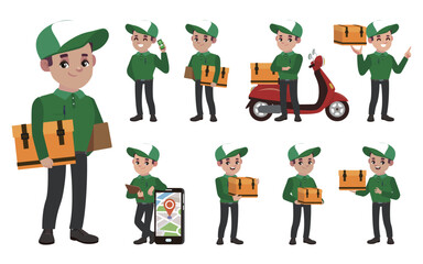 Delivery staff with different poses