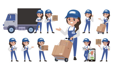 Obraz premium Delivery staff with different poses 