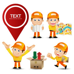 Delivery staff with different poses