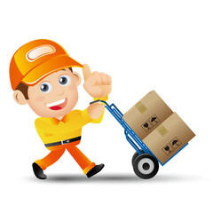 Delivery staff with different poses