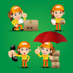 Delivery staff with different poses
