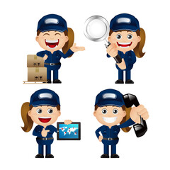 Delivery staff with different poses
