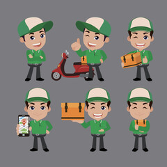 Delivery staff with different poses
