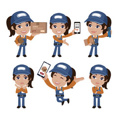 People Set - Profession - Delivery person set 
