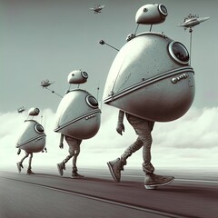 Futuristic robot. Cyborg. Tech future. Tech surrealism. Tech dystopia. 