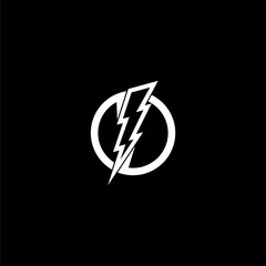 Circle Thunder Lightning Logo icon isolated on dark background