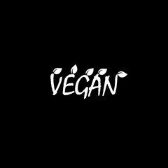 Vegan diet logo with leaf icon isolated on dark background