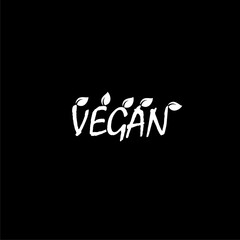 Vegan diet logo with leaf icon isolated on dark background
