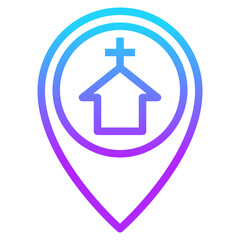 church gradient line icon