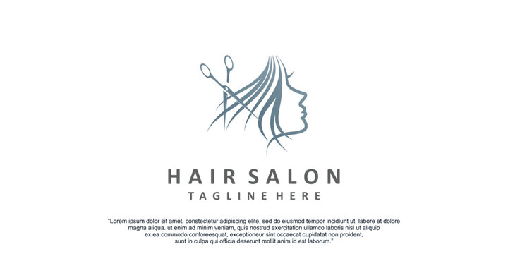Hair salon icon logo design with concept modern Premium Vector