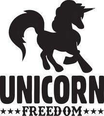  unicorn freedom.eps File, Typography T-Shirt Design