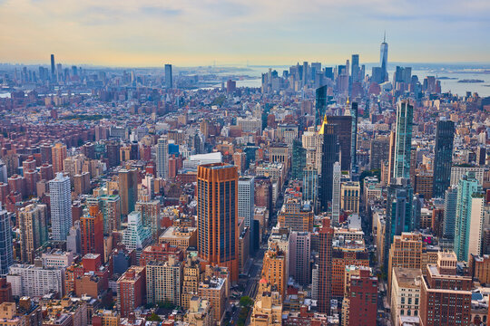 Overlooking New York City in soft light with view of Manhattan © Nick