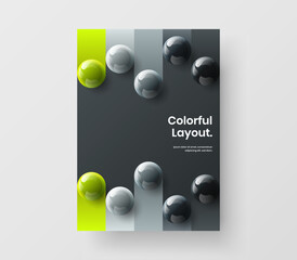 Trendy banner A4 design vector illustration. Colorful realistic spheres annual report concept.