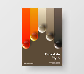 Isolated realistic spheres book cover layout. Minimalistic corporate brochure A4 design vector template.