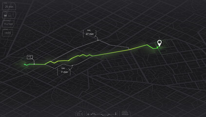 Gps map navigation to own house. View from above the map buildings. Detailed view of city. Decorative graphic tourist map City top view. Abstract background. Flat style, Vector, illustration isolated.
