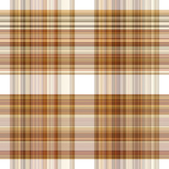 Woodland white tartan seamless pattern textile. Tonal autumnal forest plaid with organic texture. Background of orange stripe for rough wallpaper. 