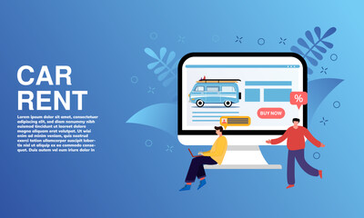 car rent illustration, online car rent , flat design, modern illustration