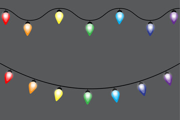 Banner with colored garlands. New year ornament. Vector illustration. Stock image.