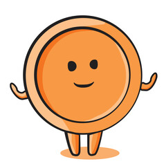 Orange Smiling Plate With Arms and Legs, Cute Cartoon