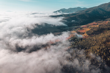 Mountains and fog in the morning