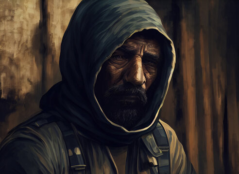 Generated Portrait Of Evil Bandit, Terrorist.