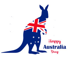 happy australia day typography with kangaroo as an australia symbol