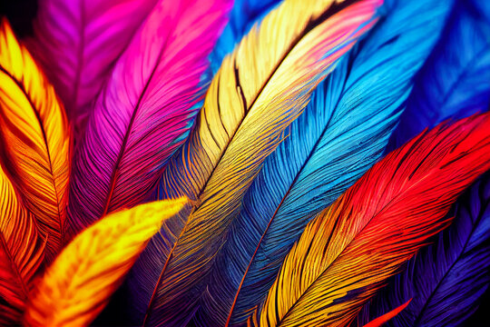 close up of colorful feathers 01, Generative AI Art Illustration