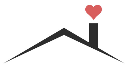 Logo roof warm house family home heart, roof chimney love