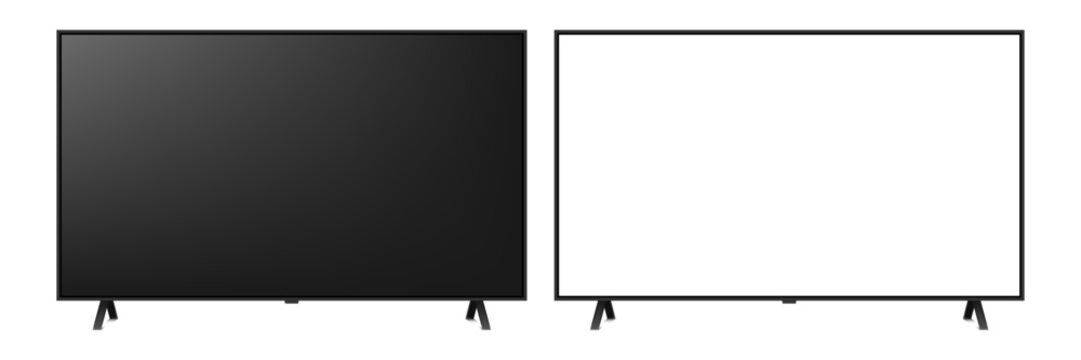 LCD TV screen on a transparent background. TV vector mockup.