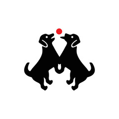 Two dog  animal logo design . icon logo . silhouette logo 