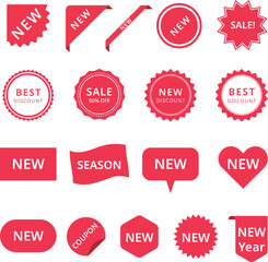 Coupon sale labels on each product in the shopping mall