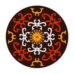 Ethnic pattern typical of the Dayak tribe on a circle