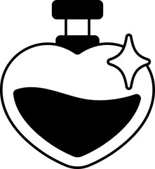 Fragrance heart bottle Icon Elements Glyph Semi Solid Black and White Style