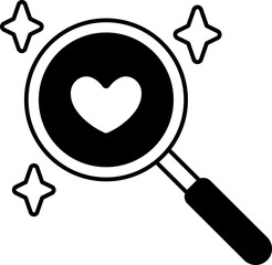 Magnifying glass Icon Elements Glyph Semi Solid Black and White Style