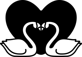 Swan Two Symbol heart Icon Elements Glyph Semi Solid Black and White Style