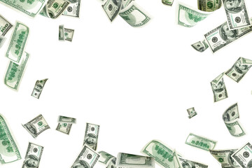 Money falling. American money. Washington American cash, usd background.