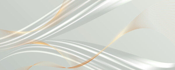 Abstract 3d white background with golden lines