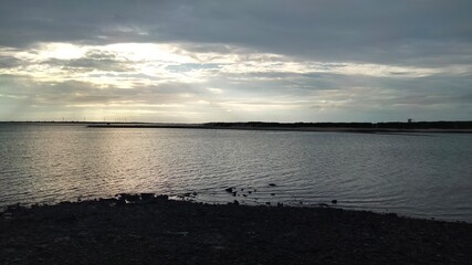 sunset over the river