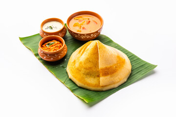 Cone shape dosa, also called dosai, dosey, or dosha, is a thin pancake in South Indian cuisine