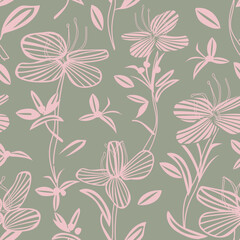 Fototapeta na wymiar Floral Seamless Pattern Design Background