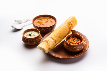 A dosa, also called dosai, dosey, or dosha, is a thin pancake in South Indian cuisine