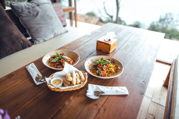 Homemade сarbonara pasta with pancetta