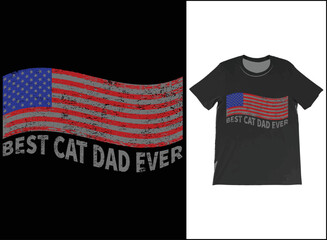 Fototapeta premium Best Cat Dad Ever USA Flag T-Shirt Vector, Fathers Day Gift, Cat Dad Shirt, Best Cat Dad Ever Tee, Cat Lover Gift, Gift For Dad.
