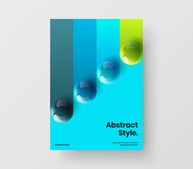 Amazing journal cover vector design illustration. Clean 3D balls front page concept.