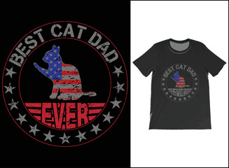 Fototapeta premium Best Cat Dad Ever USA Flag T-Shirt Vector, Fathers Day Gift, Cat Dad Shirt, Best Cat Dad Ever Tee, Cat Lover Gift, Gift For Dad.